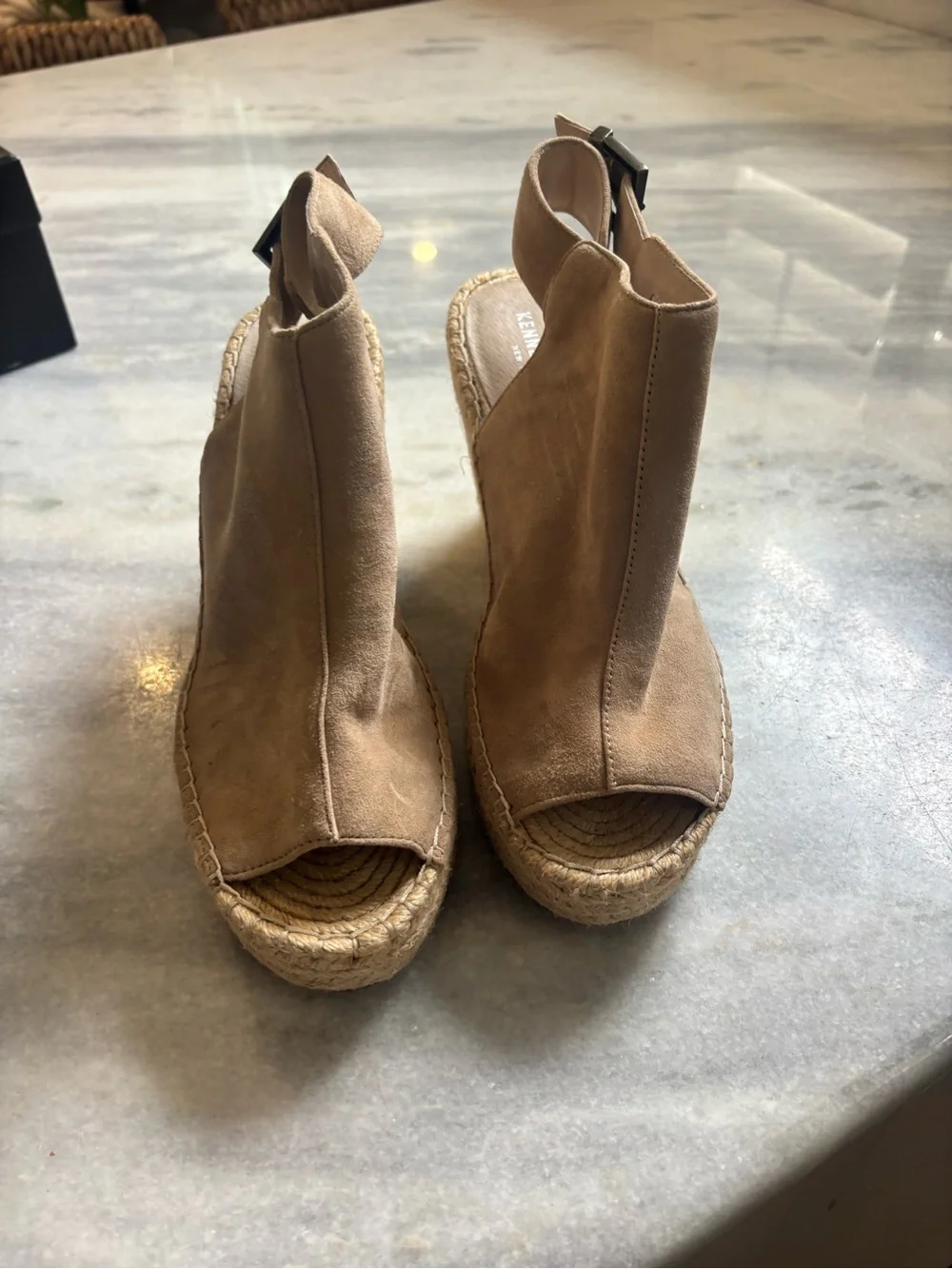 Kenneth Cole Beige/Tan Espadrille Wedge Sandals